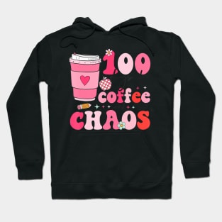 100 Days Of Coffee And Chaos 100Th Day Of School Teacher Kid Hoodie